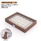 Walnut color white leather 30 grid box