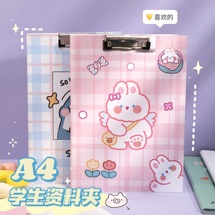 Cute A4 Paper Folder Cartoon Creative Office Stationery Materials Student Painting Writing Pad Test Paper Board Clip
