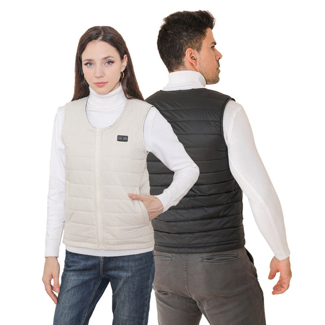 Winter Cross-border Intelligent Heating V-collar Base Vest Graphene Whole Body Constant Temperature Electric Heating Warm Heating Vest