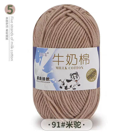 Five-Strand Milk Cotton Yarn Wholesale Medium-Thick Yarn Crochet Doll Shoes Scarf DIY Knitting Material Kit Crochet