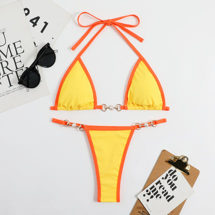 European and American bikini swimsuit multi-color pit nylon fabric swimsuit women's sexy triangle bag swimsuit bikini