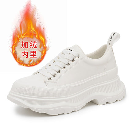 Canvas Shoes for Women 2025 New Spring and Summer White Platform Thick-Soled Half-Slip Versatile High-Top Dad Shoes Mcqueen