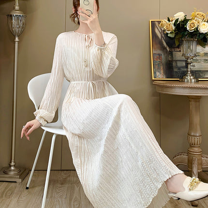 Miyake Long Dress for Women, Summer High-End Dress, New Style, Shenzhen Nanyou High-End Dress, French-Style Dress