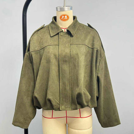 AliExpress bomber jacket fashion cross-border casual European and American bat sleeve top wholesale women's zipper