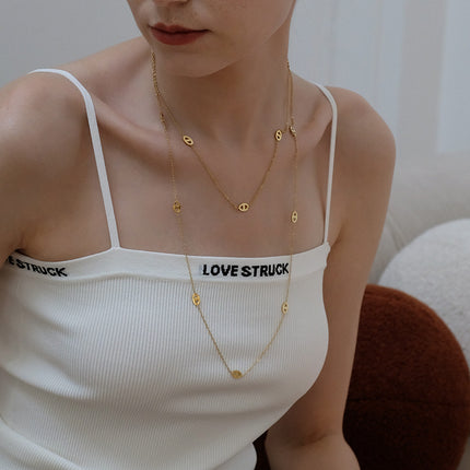 18K Titanium Steel Pig Nose Necklace Accessories Women's High-End Stacked Sweater Chain Extra Long Accessible Luxury Niche Clavicle Chain
