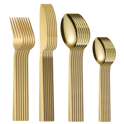 Cross-Border Thickened Stainless Steel Western Cutlery Steak Main Course Knife, Fork, Spoon Four-Piece Set Hotel Cutlery Set Cross-Border Hot Sale