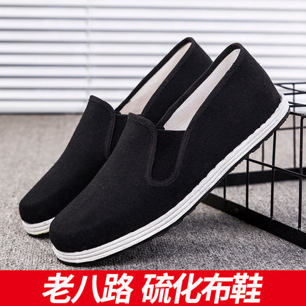 Wholesale Old Beijing Cloth Shoes for Men, Breathable Sweat-Absorbent Rubber Soles, Work Casual Men's Shoes, Handmade Thousand-Layer Sole Vulcanized Shoes