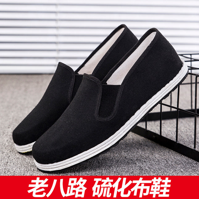 Wholesale Old Beijing Cloth Shoes for Men, Breathable Sweat-Absorbent Rubber Soles, Work Casual Men's Shoes, Handmade Thousand-Layer Sole Vulcanized Shoes