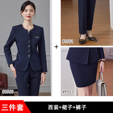 High-end professional suit suit female autumn high-end temperament jewelry hotel manager front desk reception beauty salon overalls
