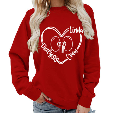 Foreign trade supply dialysis love printing round neck women's coat sweater foreign trade supply autumn and winter coat leisure