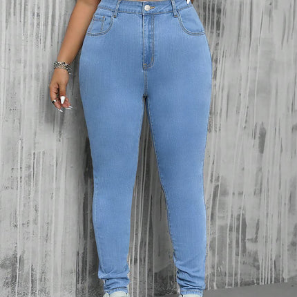 Guangzhou Supply Chain Tiktok Pop In-Stock Women's Jeans High-Stretch Zipper Mid-Waist Skinny Pants