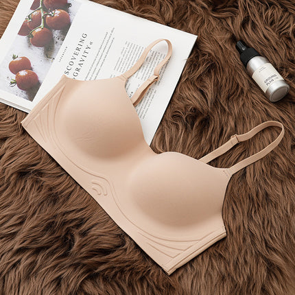 High Quality Comfortable Naked Seamless Underwear Women's Small Chest Gathering Comfortable Sports Adjustable Seamless Bra Thin