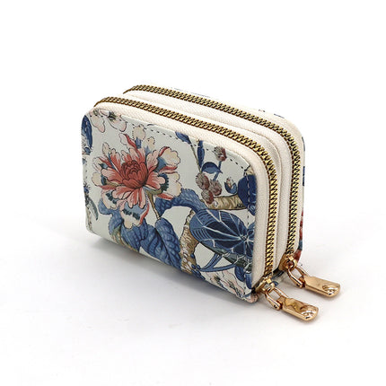 New Chinese-Style Card Holder for Women, Large Capacity, Multiple Card Slots, Multifunctional Zipper Coin Purse, Anti-Degaussing Card Holder for Women, Light Luxury