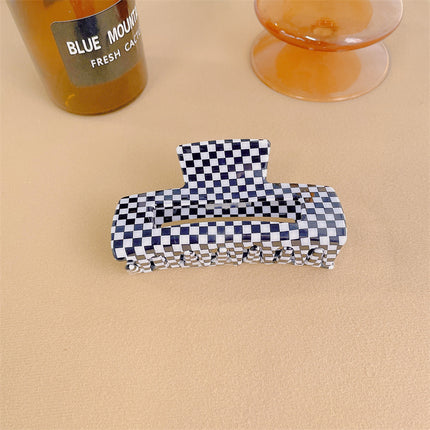 Black and White Checkerboard Hair Clip Acetate Board Back of the Head Hairpin Female Shark Clip Hair Accessory Korean Ins Hair Clip