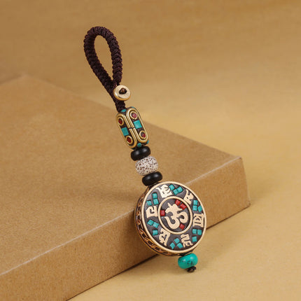 Nepal Retro Car Keychain Bodhi Pendant High-grade Ping An Brand Good Luck Creative Hanging Ornaments Handmade Chain for Men and Women