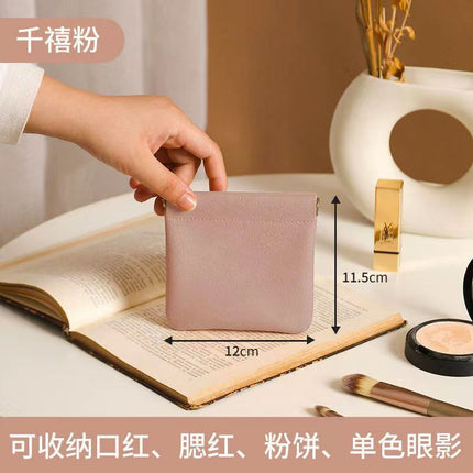Automatic closing shrapnel storage bag cosmetic bag portable small sundry bag inner bag mouth red envelope inner storage small bag