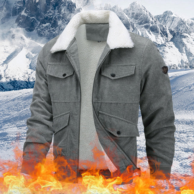 Cross-border winter cotton-padded coat men's plus size thickened lamb wool cold-proof warm collar high-grade corduroy coat cotton-padded coat