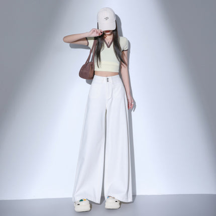 American Casual High-Waisted Wide-Leg Jeans for Women 2025 Autumn New Straight Loose Slimming Drapey Floor-Length Pants