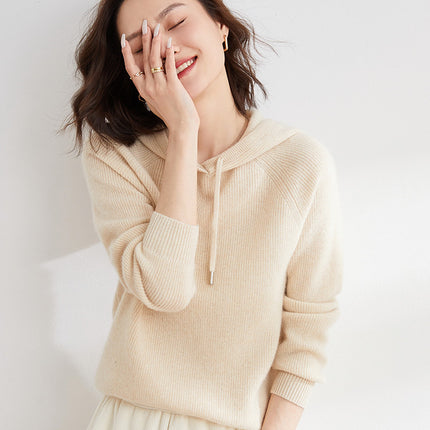 Hooded Knit Sweater for Women 2025 Autumn and Winter New Loose Cable Knit Hooded Sweatshirt Thickened Casual Sweater Base Layer