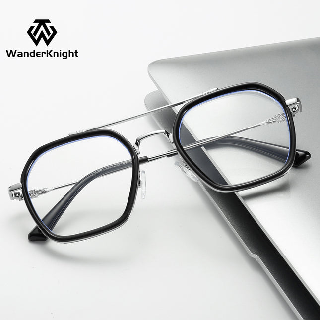 Fashion trend large frame glasses frame new anti-blue light men's and women's myopia glasses frame simple artistic flat mirror