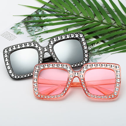 European and American fashion new large frame anti-Diamond sunglasses high-level star square sunglasses cross-border sunglasses