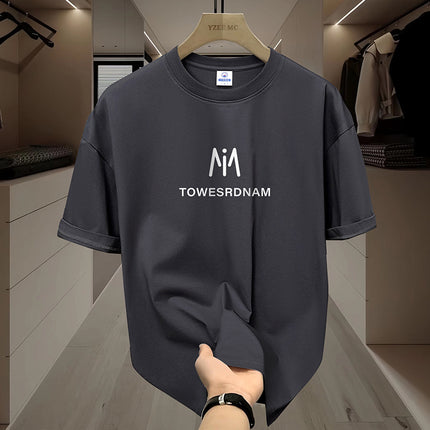 Xinjiang Heavy Short-sleeved T-shirt Men's Pure Cotton Summer New Round Neck Loose Trendy All-match Base Shirt Top