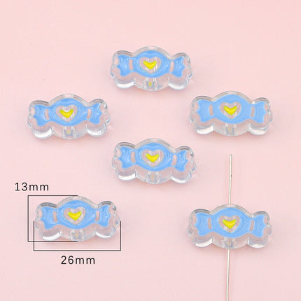 Acrylic love five-pointed star drop oil cartoon accessories DIY bracelet material homemade mobile phone case key chain hanging chain