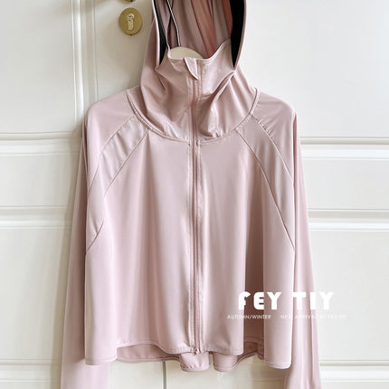 Black Gel Ice Silk Cardigan Summer Women's 2025 New Hooded UV-resistant Sunshade Lightweight Breathable Sunscreen Clothing