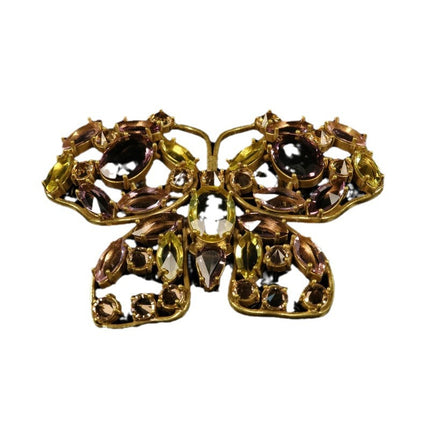 Copper claw inlaid handmade glass exquisite temperament geometric hollow brooch high sense personality design heavy industry exaggerated jewelry