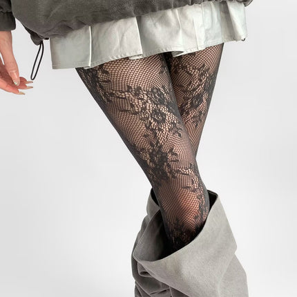 Cross-Border Rose Jacquard Pantyhose Spring and Summer Thin Japanese Style Sexy Baota J Lace Floral Embroider Fishnet Stockings for Women
