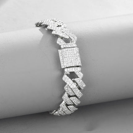 Foreign trade explosive hip-hop jewelry full diamond Cuban chain men's vacuum plating does not fade rap accessories factory outlet