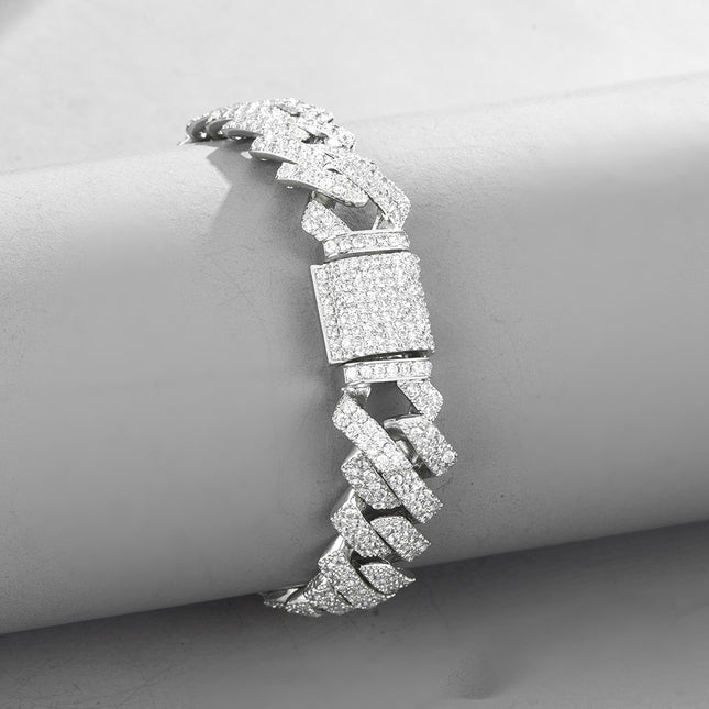 Foreign trade explosive hip-hop jewelry full diamond Cuban chain men's vacuum plating does not fade rap accessories factory outlet