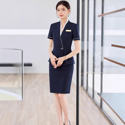 High-end business attire suit female summer management work clothes jewelry shop beauty salon hotel front desk reception work clothes