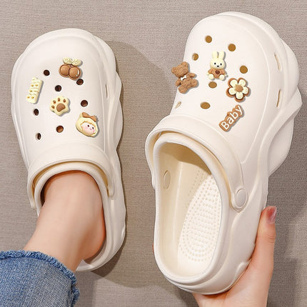 2025 with Little Red Riding Book Explosive Internet Celebrous Cave Shoes Summer Wear Cute Cartoon Thick Sole Non-slip Baotou Slippers