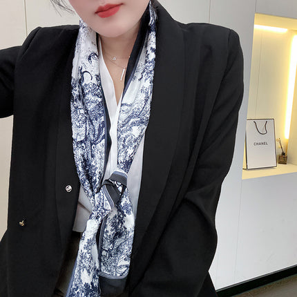 Spring and Summer New Double-layer New Silk Satin Neck Protection Scarf Women's Autumn and Winter Matching Shirt Elegant All-match Scarf