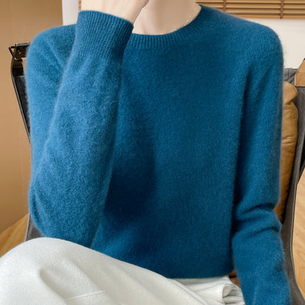 One-Line Ready-To-Wear Round Neck Wool Sweater Seamless Stereo Knitted 100% Wool Zero-Touch Autumn and Winter Seamless Base Sweater