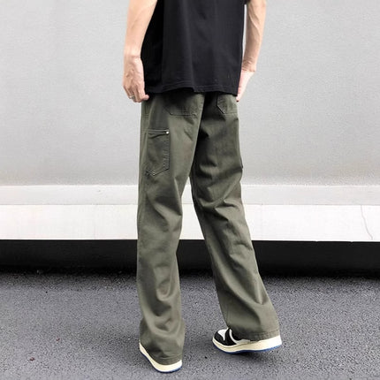 Army Green Logging Crane Pants Men's 2025 Spring American Style High Street Loose Straight Casual Pants cleanfit Pants