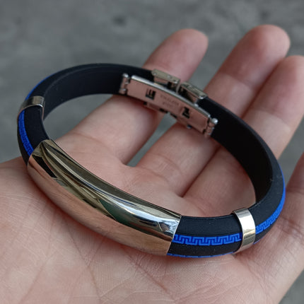 Cross-border stainless steel silicone bracelet sports arc bracelet black red European and American couples bracelet manufacturers wholesale