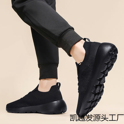 2025 Spring Lace-Up Lightweight Cushioning Running Shoes for Men and Women, Cross-Border Large Size Flyknit Casual Sports Shoes, Dropshipping Available