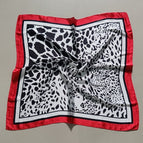 Large and small leopard dot red edge silk scarf square scarf
