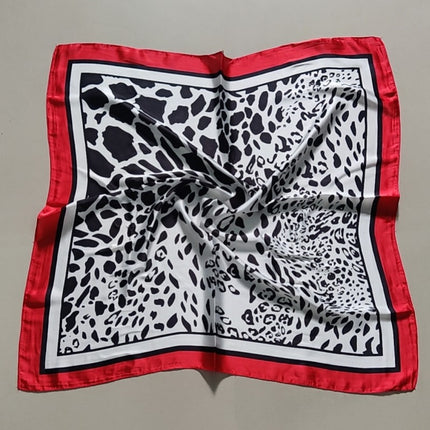 Korean Cashew Silk Scarf Women's Square Scarf Leopard Print Silk Scarf Imitation Silk Scarf Elegant Fashion Four Seasons Cross-Border Printed Scarf