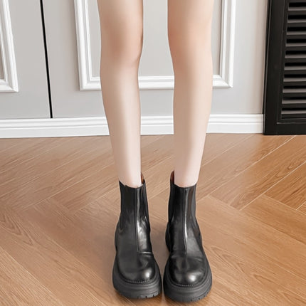Casual and Good-Looking ~ Retro British Style Round Toe Thick Heel Thick Sole Chimney Boots Chelsea Boots Short Boots for Women Autumn and Winter New Style