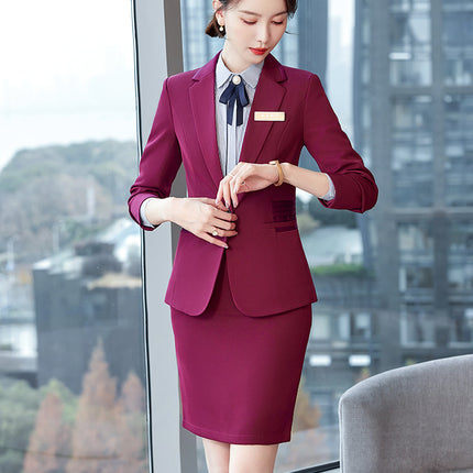 High-end professional suit women's spring and autumn fashion temperament goddess style suit formal wear sales department hotel front desk work clothes