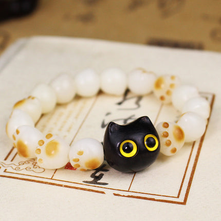 Bodhi Root Cat's Claw Bracelet String Purple Light Sandalwood Black Cat Charcoal Burned White Jade Bodhi Men's and Women's Couple's Hand Jewelry Wen Play Bracelet