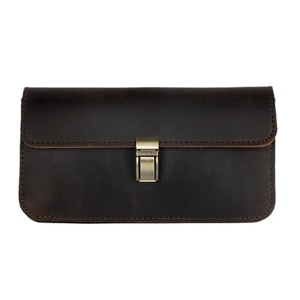 Retro European and American style leather mobile phone waist bag men's horizontal belt mobile phone bag crazy horse leather first layer cowhide bag batch