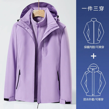 Huagang Camel Outdoor Jacket Jacket for Men and Women Autumn and Winter Three-in-One Removable Waterproof Windproof Tide Brand Mountaineering Suit