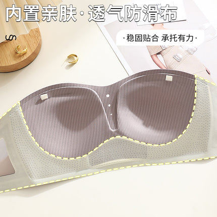 Spring and Summer New Strapless Push-up Bra Women's Upper Bra Thin Half Cup Traceless Shoulder Strap Anti-slip Anti-drop Half Cup Underwear