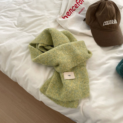Korean-Korean Egg Standard Solid Color Explosions with Wool Scarf Winter Soft Waxy Knitted Warm Cold-proof Thickened Scarf
