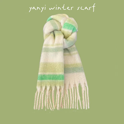 Imitation Cashmere Autumn and Winter Scarf Collection Plaid Scarf Women's Winter Thickeneded Warm Shawl Pure Color Student Scarf Cross-Border