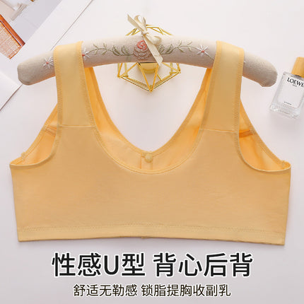 Plus Size mm Cup Elderly Women's Underwear Thin Cotton No Padding Full Cup Bra with Snap Closure in Stock
